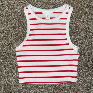 H&M Red and White Striped Tank Top
